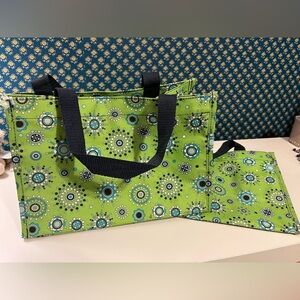 Thirty-One Green Patterned Tote Bag ***lot of 2